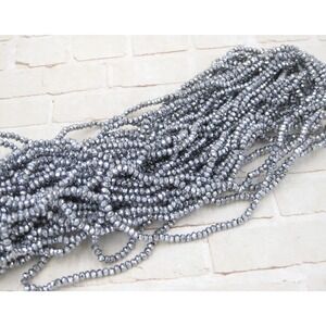 Silver Crystal Beads Metallic 3x2mm Rondelle Bead Strand Jewelry Making Supplies